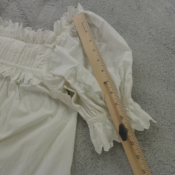 Doen Dress Mini Puff Sleeve Orchard Cotton Poplin Embroidered Scalloped - Picture 8 of 13